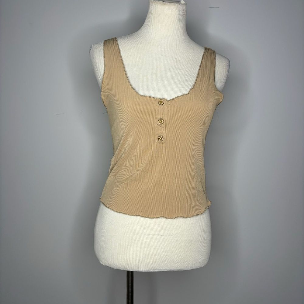 Molly Green- Tan Ribbed Tank Top